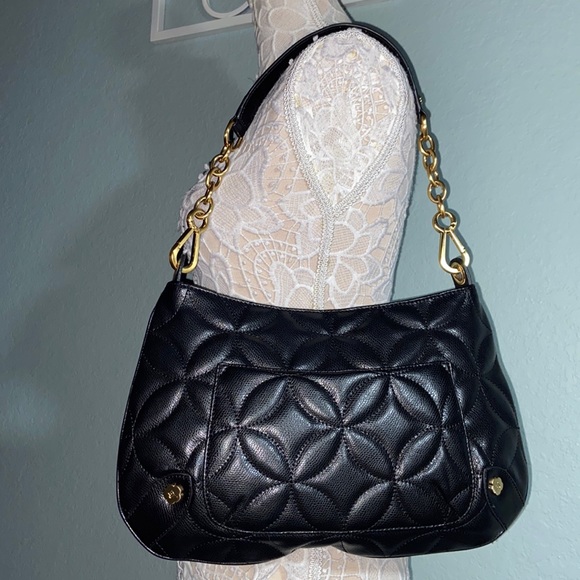 RARE Eric Javits New York black leather quilted shoulder bag